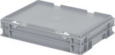 Stapelbak met deksel - Opbergbox - 400x300xH90mm - grijs