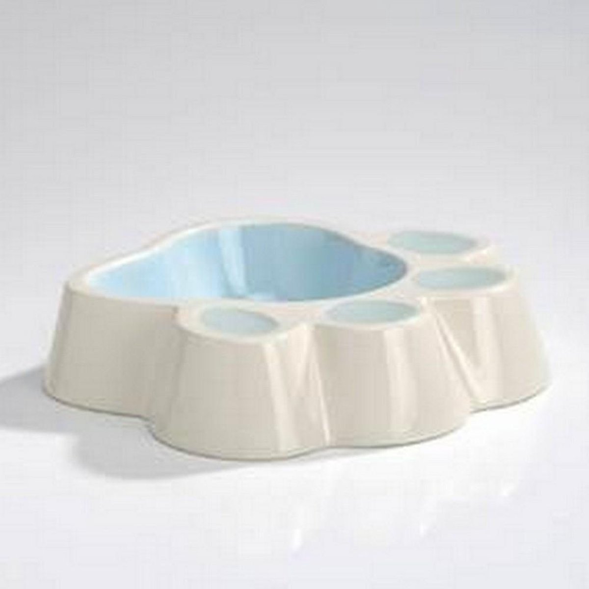 Voerbak hondenpoot wit/blauw ceramiek