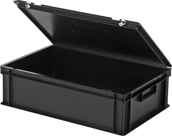 Stapelbak met deksel - Opbergbox - 600x400xH185mm - zwart | bol.com