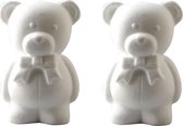 2x Hobby/DIY piepschuim beren met strik 20 cm - Teddyberen/knuffelberen - Knutselen basis materialen/hobby materiaal