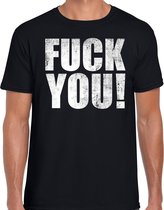 Fuck you protest t-shirt zwart voor heren S