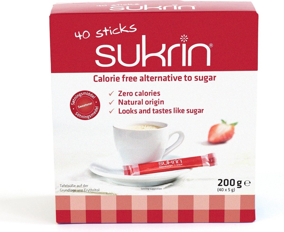 Sukrin Sticks (40 stuks) - Bevat Erythritol - Natuurlijke suikervervanger zonder calorieën - Sukrin