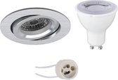 LED Spot Set - Pragmi Aerony Pro - GU10 Fitting - Dimbaar - Inbouw Rond - Mat Zilver - 6W - Natuurlijk Wit 4200K - Kantelbaar - Ø82mm - BES LED