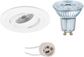 LED Spot Set - OSRAM Parathom PAR16 930 36D - Pragmi Aerony Pro - GU10 Fitting - Dimbaar - Inbouw Rond - Mat Wit - 5.5W - Warm Wit 3000K - Kantelbaar - Ø82mm - BES LED