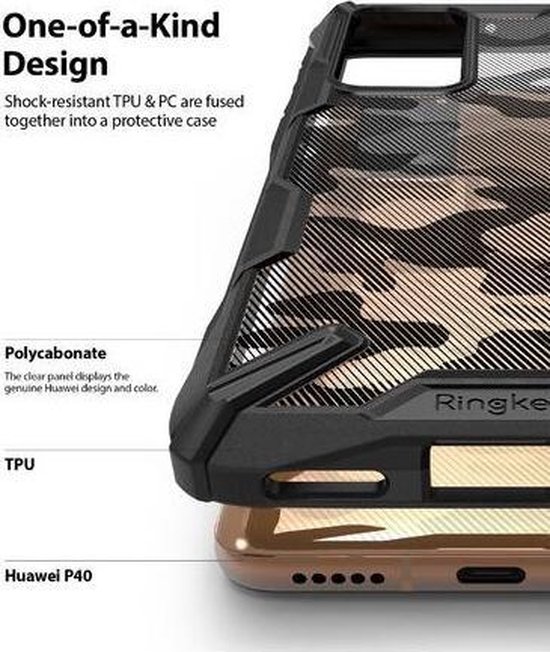 Ringke Fusion X Huawei P40 Case Camo Design Zwart 4270