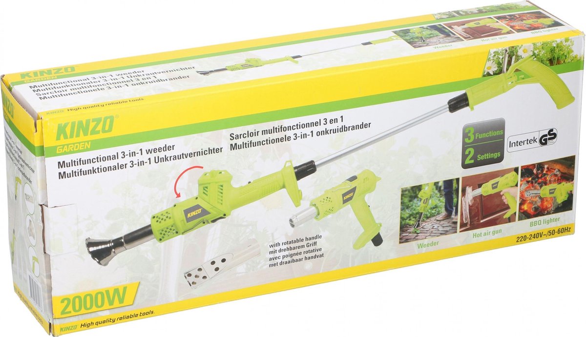 Kinzo Garden 3-in-1 brander - onkruidbrander, verfbrander en BBQ-aansteker - 2000W