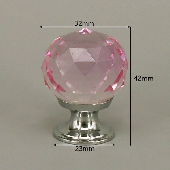 3 Stuks Meubelknop Kristal - Zilver & Roze - 4.2*3.2 cm - Meubel Handgreep - Knop voor Kledingkast, Deur, Lade, Keukenkast