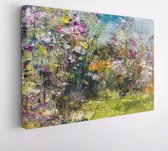 Fleurs roses dans le jardin, peinture numérique, arrière-plan artistique - toile Art moderne - 337936247 - 40*30 Horizontal