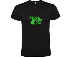 Zwart T-Shirt met “ Dance Mode On “ afbeelding Glow in the Dark Groen Size XL