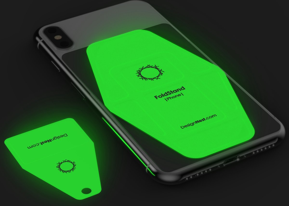 DesignNest FoldStand Phone +cardholder glow-in-the-dark - Telefoonstandaard