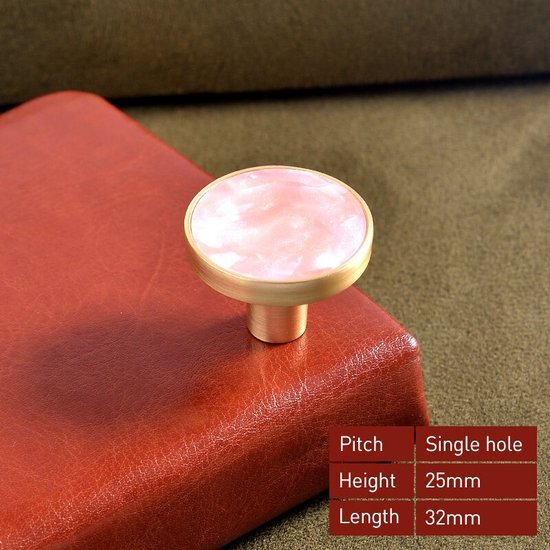 Bouton de Meuble de Luxe 3 Pièces - Rose - 3.2*2.5 cm - Poignée de Meuble - Bouton pour Armoire, Porte, Tiroir, Armoire de Cuisine