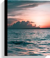 WallClassics - Toile - Soleil derrière les nuages au-dessus de la mer - Tableau 30x40 cm sur toile (Décoration murale sur toile)