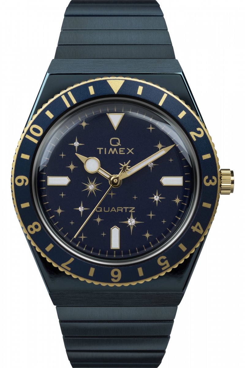 Timex Q Celestial TW2V53500 Horloge - Staal - Blauw - Ø 36 mm