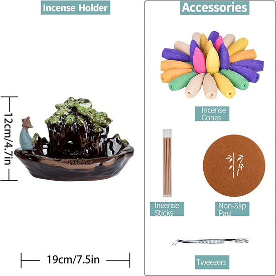 Backflow Wierook Houder Chinese Boeddha Legering Wierook Brander Lotus Bloem Wierook Houder Handgemaakte Wierook Voor Boeddhistische Home Office Decoratie 3 Kleuren Waterval Rook Houder (Kleur: Rood