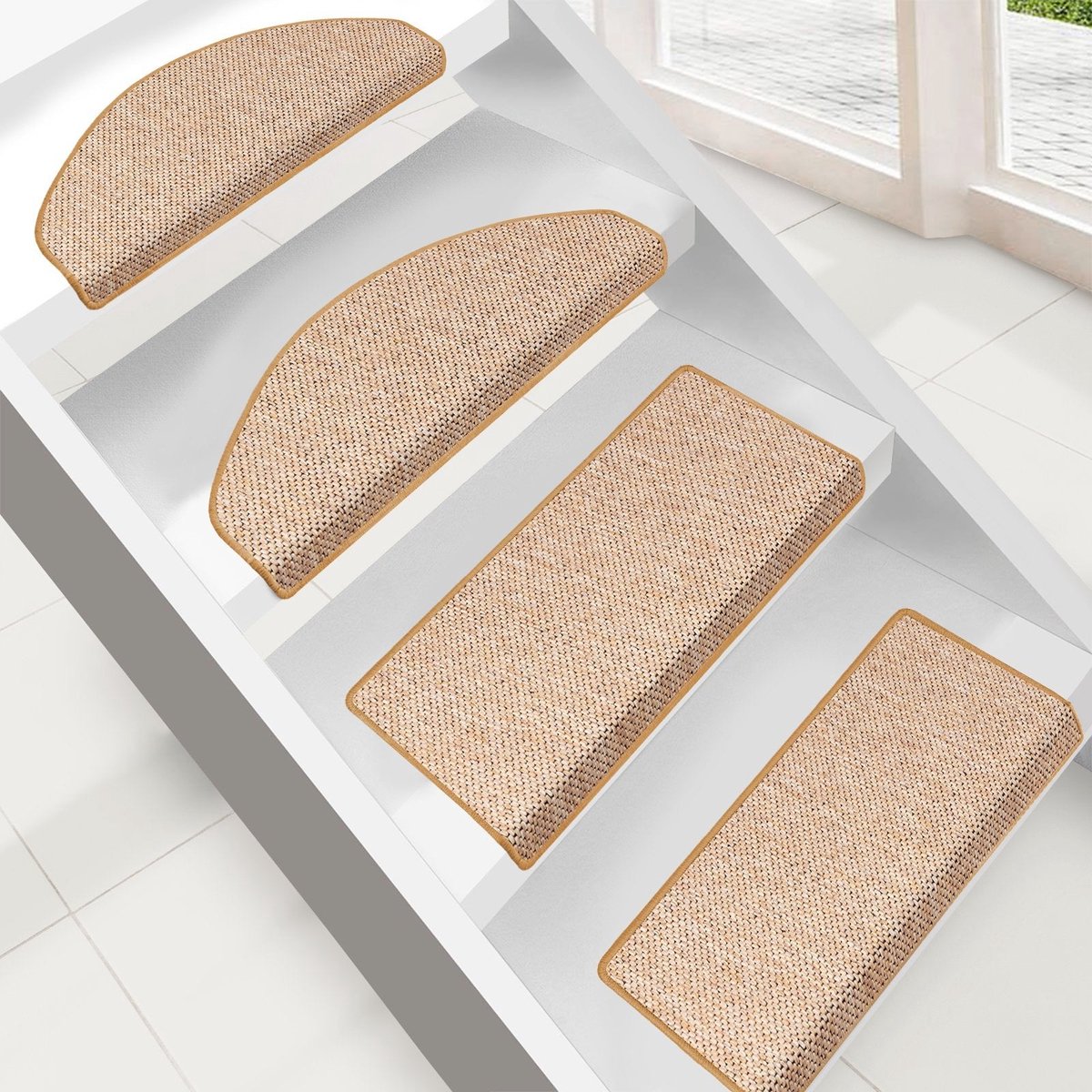 Sisal Look Halve maantjesDonker Grijs - Elite Trapmatten