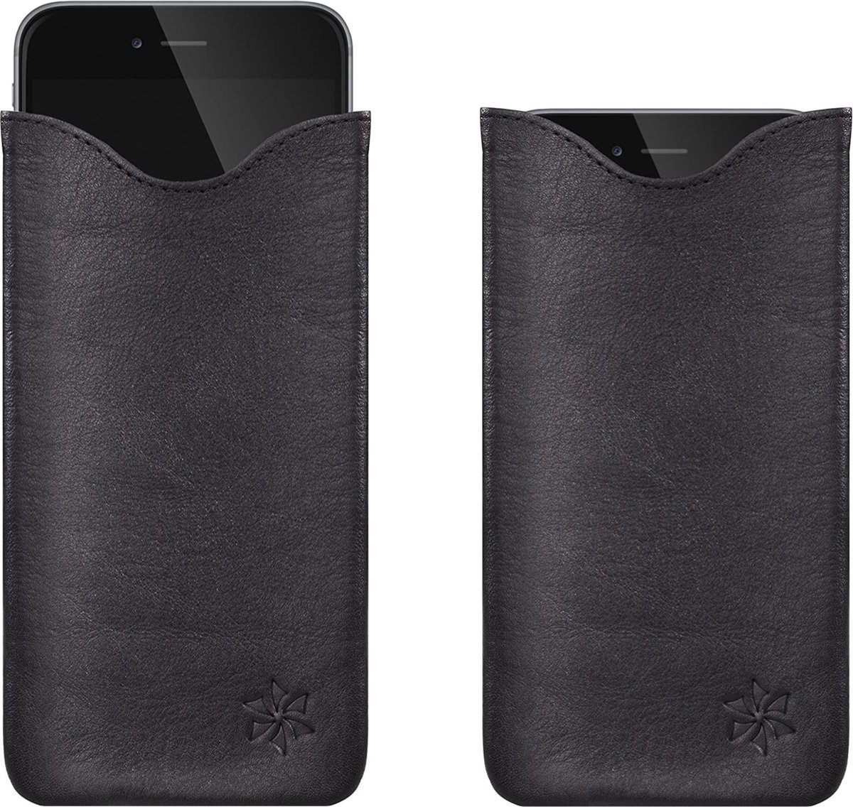 honju FIT Leer insteekhoes voor Apple iPhone 7, iPhone 8, iPhone SE (2022/2021/2020) - Zwart (Genuine Leather)