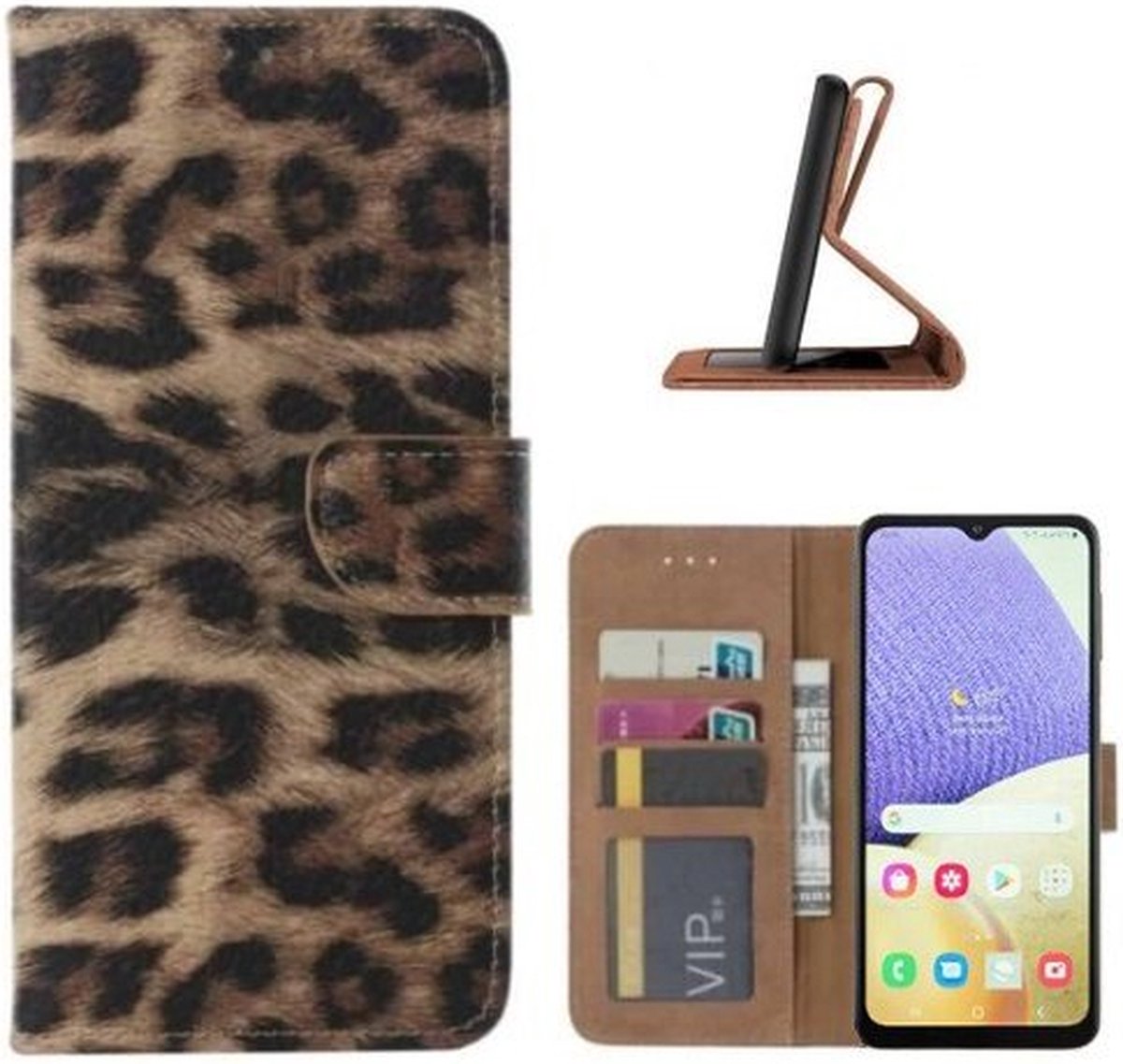 Samsung A32 5G Hoesje Met Pasjeshouder Bookcase Luipaard