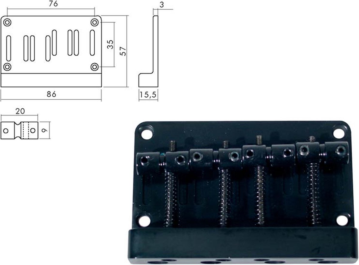 Bas brug-staartstuk Boston BB-304-B J/ P zwart