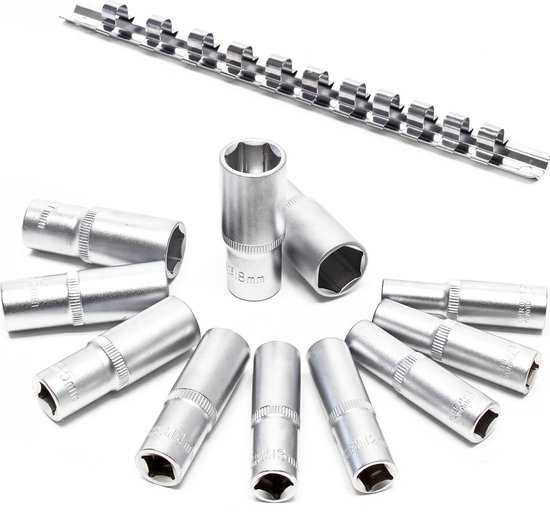 Vigor Dopsleutelgereedschapsset, binnenvierkant-aandrijving 6,3 mm 1/4 inch, 10 mm 3/8 inch en 12,5 mm 1/2 inch, 1 stuk, V4188