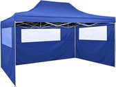 vidaXL Tente de réception pliante avec 3 parois latérales 3 x 4 m Bleu acier