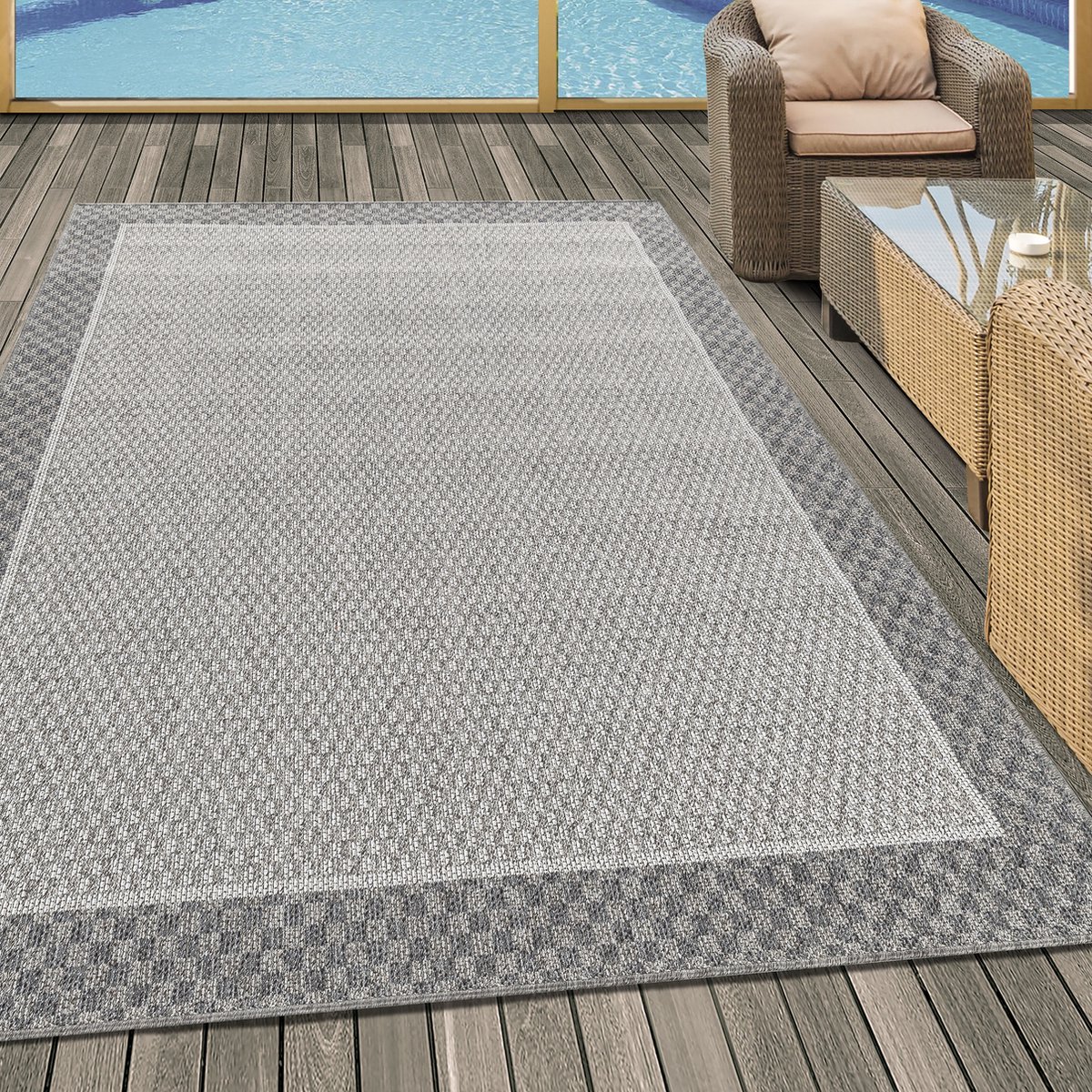Muratap Aruba - Buitenkleed - Weerbestendig Vloerkleed - In & Outdoor - Creme Grijs