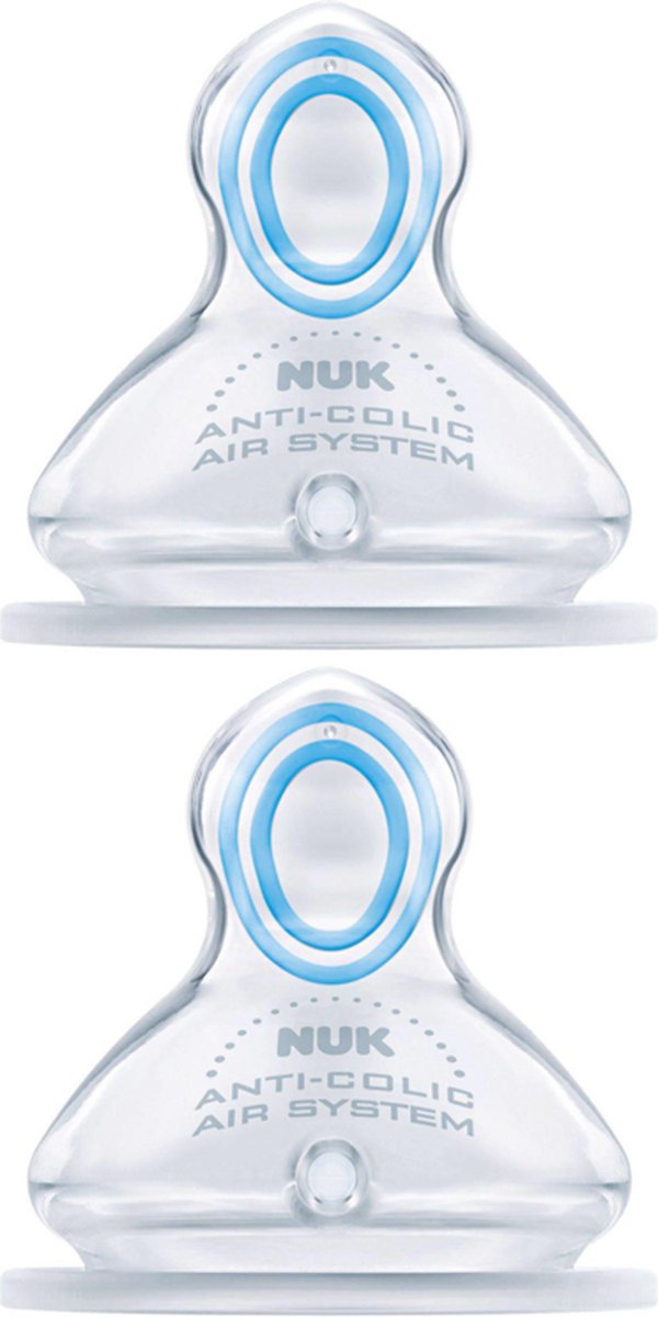 NUK | First Choice | Anti Colic flesspeen siliconen | Air System | 0-6 maanden |2 stuks L