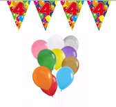 Folat - Verjaardag 4 jaar feest thema set 50x ballonnen en 2x leeftijd print vlaggenlijnen