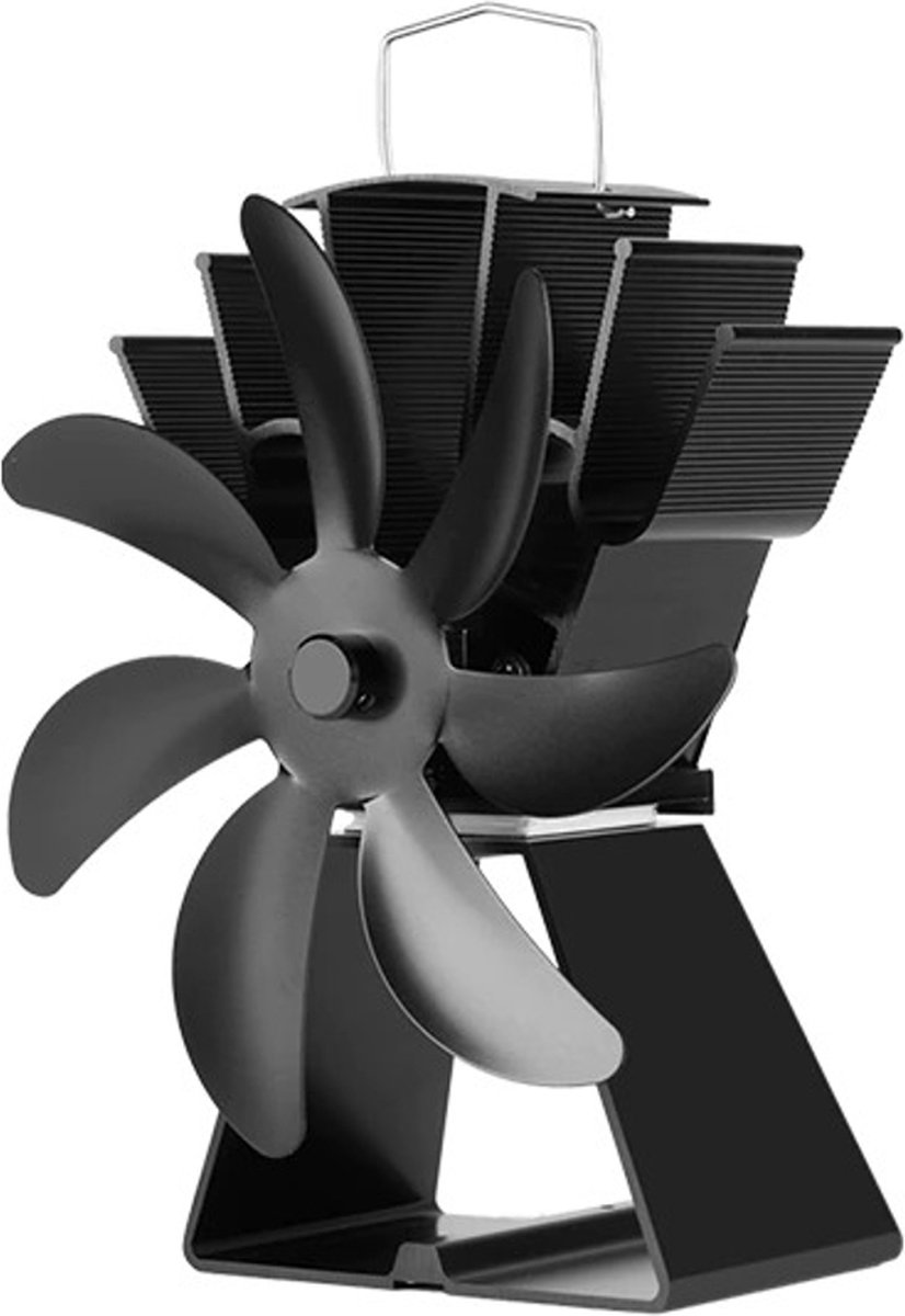 Houtkachel Ventilator - Haardventilator - Openhaard Ventilator - 7 bladen - Zwart