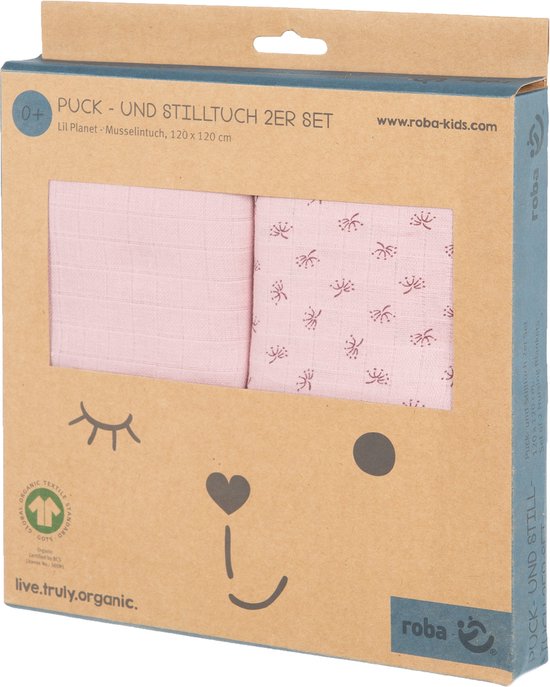 Roba Verzorgingsdoeken Lil Planet 120 Cm Katoen Roze 2 Stuks — afbeelding 3