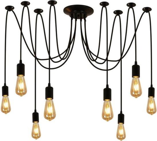 Statistisch Orthodox voedsel Luce hanglamp - Verlichting - Spin lamp - Industriële lamp - Zwart - 8  lichtpunten -... | bol.com