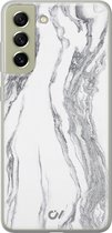 Hoesje geschikt voor Samsung Galaxy S21 FE - Marble Ivory - Marmer - Grijs - Soft Case Telefoonhoesje - TPU Back Cover - Casevibes