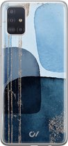 Hoesje geschikt voor Samsung Galaxy A51 - Blue Abstract Shapes - Bloemen - Blauw - Soft Case Telefoonhoesje - TPU Back Cover - Casevibes