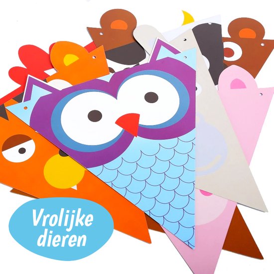 Boerderijdieren Verjaardagsdecoratieset – 7-delig Met Banner En 6 Slingers, Kleurrijk, Voor Kinderfeestje Binnen En Buiten