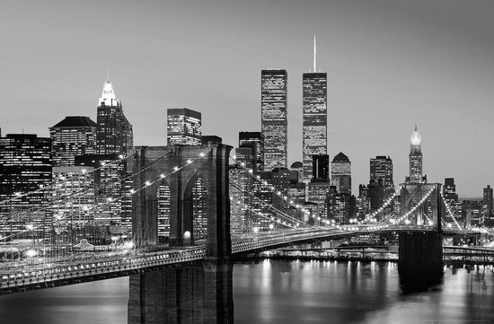 Fotobehang Manhattan skyline at Night  Poster XXL - 175x115cm - Papier