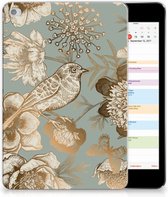 Coque en Siliconen adaptée pour Apple iPad Mini 4 | Mini 5 (2019) Fleurs d'oiseaux Vintage