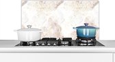 Spatscherm keuken 90x45 cm - Kookplaat achterwand Marmer - Geometrie - Goud - Muurbeschermer - Spatwand fornuis - Hoogwaardig aluminium