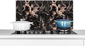Spatscherm keuken 80x40 cm - Kookplaat achterwand Marmer - Rose - Patronen - Chic - Muurbeschermer - Spatwand fornuis - Hoogwaardig aluminium