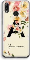 Gepersonaliseerd - Case Company® - Hoesje geschikt voor Huawei P Smart (2019) hoesje - Flirty Flowers Monogram - Soft Cover Telefoonhoesje - Bescherming aan alle Kanten en Schermrand