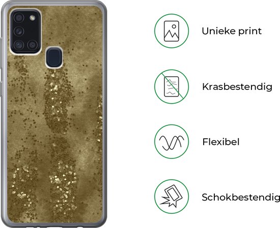 Coque Samsung Galaxy A21s - Or - Glitter - Structure - Coque de téléphone en Siliconen