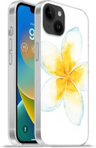 Geschikt voorApple Iphone 14 Plus - Soft case hoesje - Aquarelverf - Bloem - Tropisch - Siliconen Telefoonhoesje