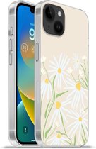 Geschikt voorApple Iphone 14 Plus - Soft case hoesje - Bloem - Patroon - Geel - Siliconen Telefoonhoesje