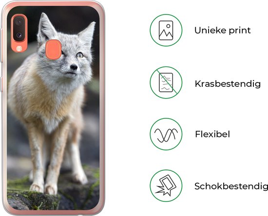 Coque Samsung Galaxy A20e - Renard - Macro - Arbre - Coque de téléphone en Siliconen