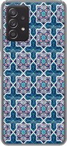 Geschikt voor Samsung galaxy a73 hoesje - Een Marokkaanse Mozaïek tegelpatroon waar de kleur blauw vooral is gebruikt - Siliconen Telefoonhoesje