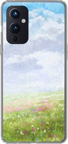 Geschikt voor OnePlus 9 hoesje - Waterverf - Bloemen - Landschap - Siliconen Telefoonhoesje