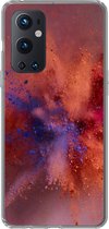 Geschikt voor OnePlus 9 Pro hoesje - Poeder - Rood - Oranje - Abstract - Siliconen Telefoonhoesje