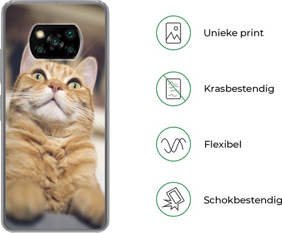 Coque Xiaomi Poco X3 Pro - Chat - Canapé - Oranje - Coque de téléphone en Siliconen