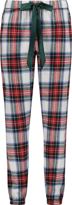 Hunkemöller flanellen pyjamabroek wit/lichtblauw
