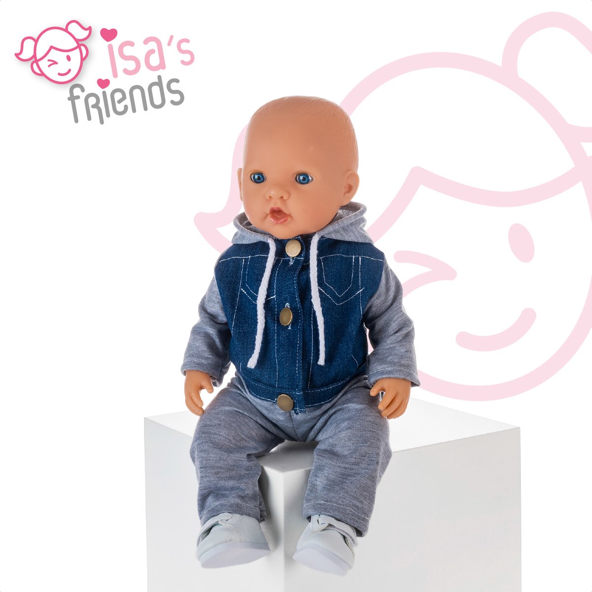 Isa's Friends® - Poppenkleding - Kleertjes geschikt voor BABY born - 43 cm - Jongens - Vestje met Broek — afbeelding 4