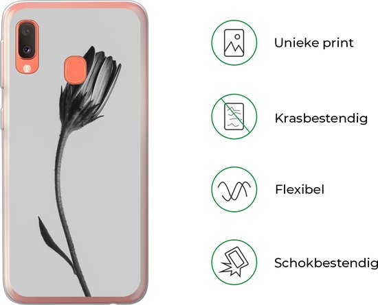 Coque Samsung Galaxy A20e - Plante - Macro - Zwart - Wit - Siliconen