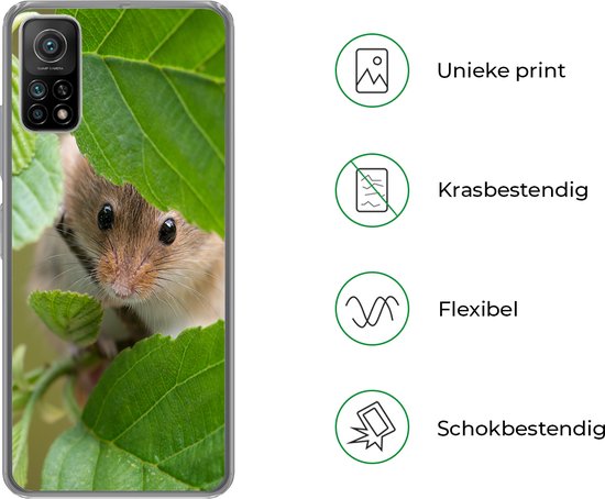 Coque Xiaomi Mi 10T 5G - Souris miniature - Jeune - Feuilles - Coque de téléphone en Siliconen